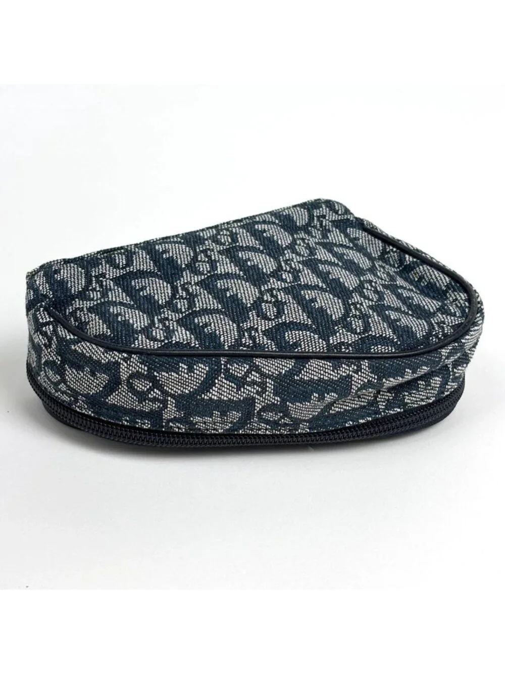 Dior Trotter Pattern Saddle Pouch Canvas Navy